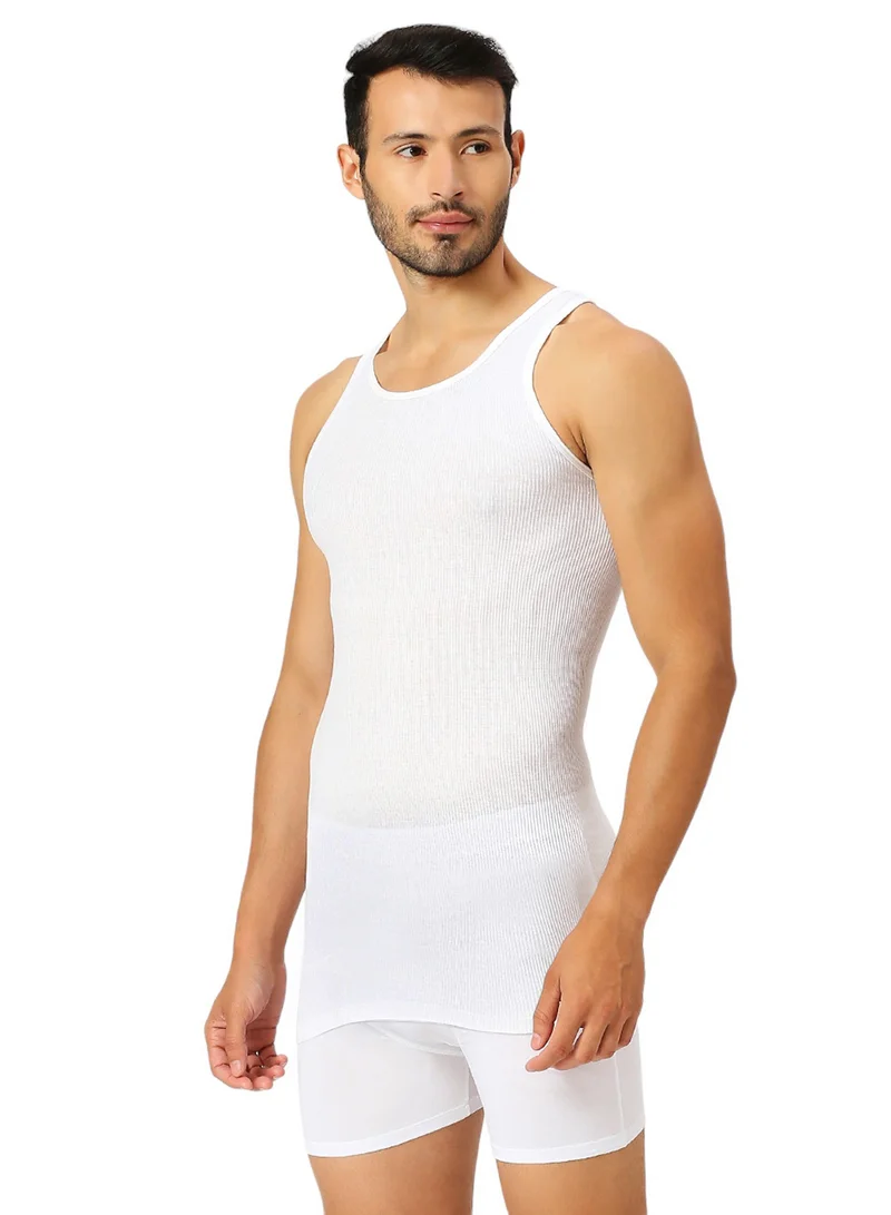 BYC MEN'S LONG LENGTH COTTON VEST - WHITE