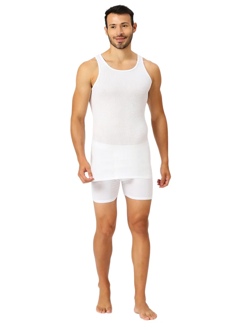 BYC MEN'S LONG LENGTH COTTON VEST - WHITE