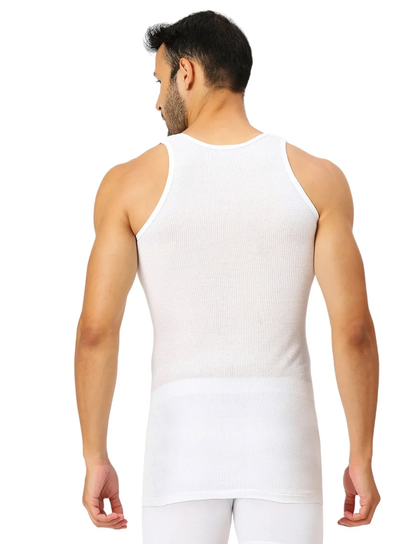 BYC MEN'S LONG LENGTH COTTON VEST - WHITE