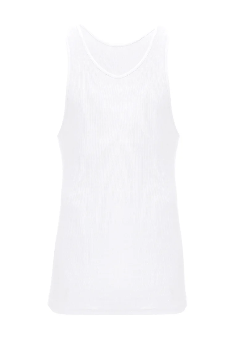 BYC MEN'S LONG LENGTH COTTON VEST - WHITE