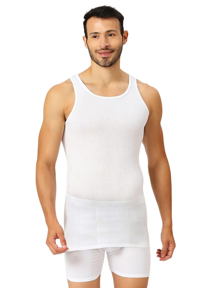 BYC MEN'S LONG LENGTH COTTON VEST - WHITE