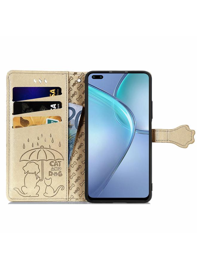 Zaboon Case For Infinix Zero 8 Cat and Dog Embossed Horizontal Flip Phone Leather Case with Holder & Card Slot & Wallet & Lanyard - Image 3