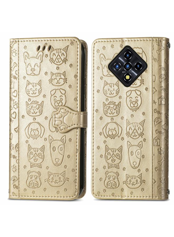 Zaboon Case For Infinix Zero 8 Cat and Dog Embossed Horizontal Flip Phone Leather Case with Holder & Card Slot & Wallet & Lanyard - Image 2