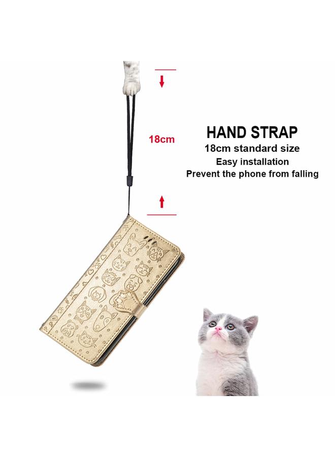 Zaboon Case For Infinix Zero 8 Cat and Dog Embossed Horizontal Flip Phone Leather Case with Holder & Card Slot & Wallet & Lanyard - Image 5