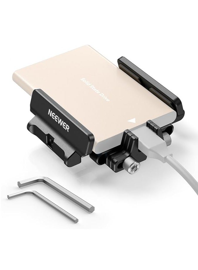 Neewer NEEWER Mount Bracket SSD Holder with Cold Shoe Clamp, 1.6"-2.6" for Samsung T5 T7 SSD SanDisk Compatible with SmallRig Cage for BMPCC 4K 6K Compatible with 16 15 Pro Cage, UA035  - Image 1