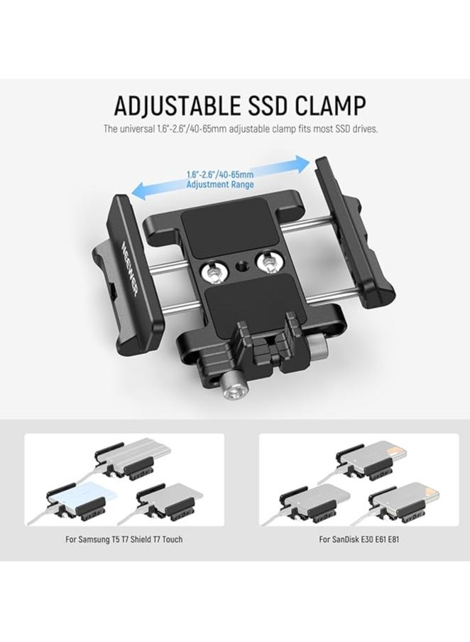 Neewer NEEWER Mount Bracket SSD Holder with Cold Shoe Clamp, 1.6"-2.6" for Samsung T5 T7 SSD SanDisk Compatible with SmallRig Cage for BMPCC 4K 6K Compatible with 16 15 Pro Cage, UA035  - Image 3
