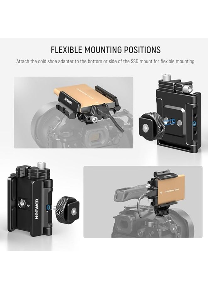 Neewer NEEWER Mount Bracket SSD Holder with Cold Shoe Clamp, 1.6"-2.6" for Samsung T5 T7 SSD SanDisk Compatible with SmallRig Cage for BMPCC 4K 6K Compatible with 16 15 Pro Cage, UA035  - Image 2