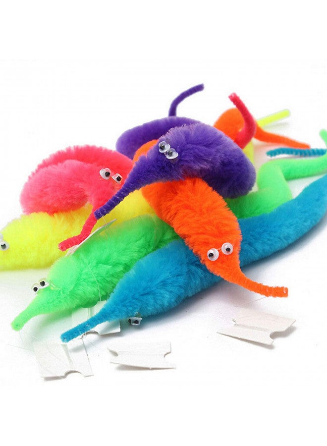 HAPTIME HAPTIME Worm on a String, Fuzzy Worms with Wiggle Eye, Trick Toy, Pet Toy, Classic Party Favors Bag Fillers Christmas Stocking Stuffer Gifts (64 Pcs,16 Diffrent Colour)  - Image 3