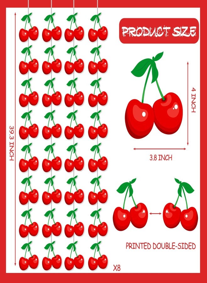 umoni Cherry Garland Banners 8PCS Cherry Birthday Party Decorations Cherries Paper Hanging Garlands Double Sided Cherry Theme Party Ceiling Decor for Summer Fruit Birthday Bridal Shower Party Supplies - Image 5