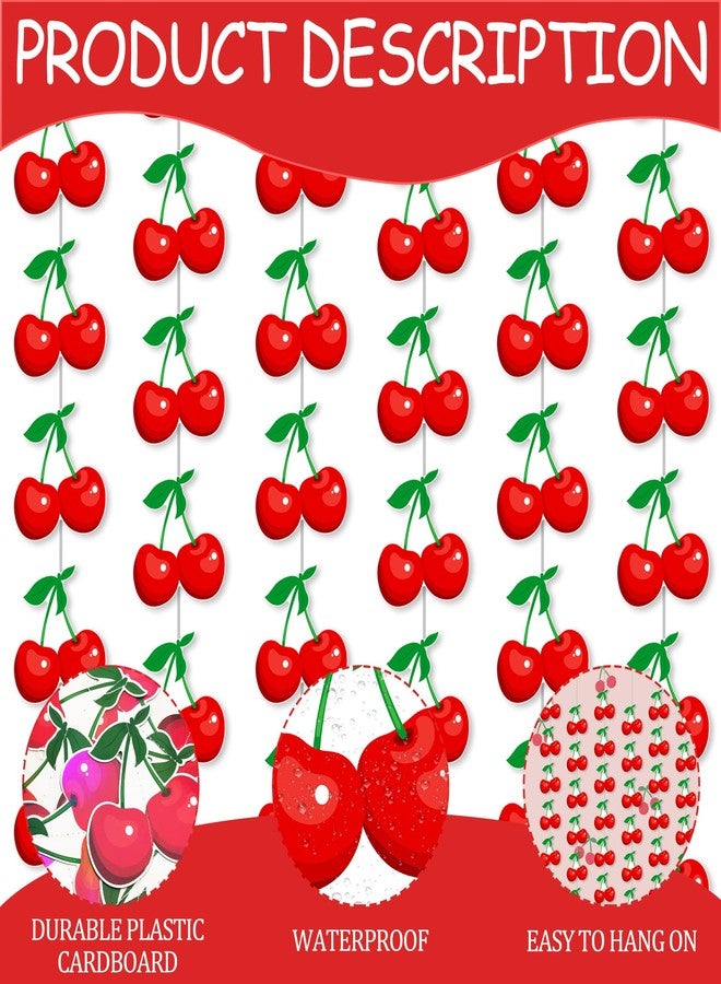 umoni Cherry Garland Banners 8PCS Cherry Birthday Party Decorations Cherries Paper Hanging Garlands Double Sided Cherry Theme Party Ceiling Decor for Summer Fruit Birthday Bridal Shower Party Supplies - Image 4