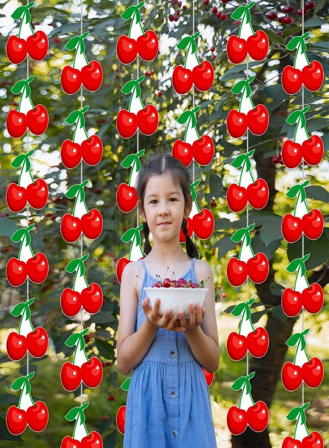 umoni Cherry Garland Banners 8PCS Cherry Birthday Party Decorations Cherries Paper Hanging Garlands Double Sided Cherry Theme Party Ceiling Decor for Summer Fruit Birthday Bridal Shower Party Supplies - Image 2