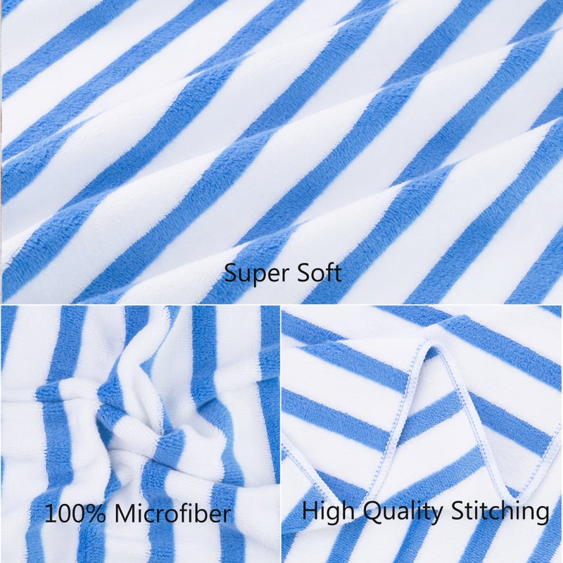 JML Microfiber Beach Towels, Large Bath Towel Set for Adult, 6 Pack, 27" x 55" - Cabana Stripe - Absorbent, Quick Dry for Pool, Bathroom, Sport, Yoga, Camping, Swimming, Dorm, Summer Party, Blue - Image 3