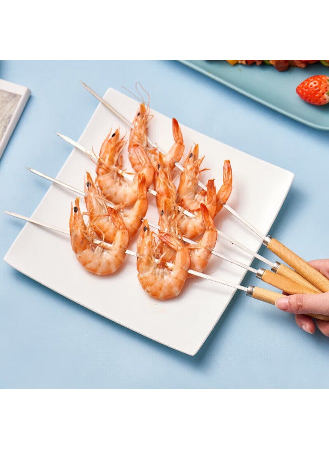 Suncojia Wooden Handle Barbecue Skewers, Stainless Steel Grilling Needles, Meat Skewers, Barbecue Tools, 30 Pieces - Image 3