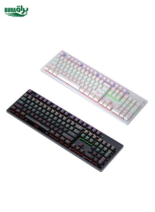 BURAQ - LEAVEN K880 104 Keys Gaming Green Axis Office Computer Wired Mechanical Keyboard, Cabel Length:1.6m(Black) - Image 1