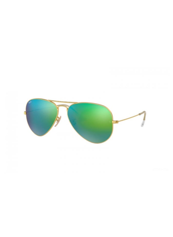 ماركة غير محددة - نظارة هي من نوع الاطار الكلاسيكي (Aviator) بعدسات عاكسة باللون الأخضر اللامع، وإطار معدني ذهبي اللون. العدسات كبيرة وبيضاوية الشكل، مع وسائد أنف شفافة. التصميم يجمع بين الأناقة والعصرية، وهو مثالي للأنشطة اليومية ولإضافة لمسة مميزة إلى المظهر العام. للرجال والنساء - Image 1
