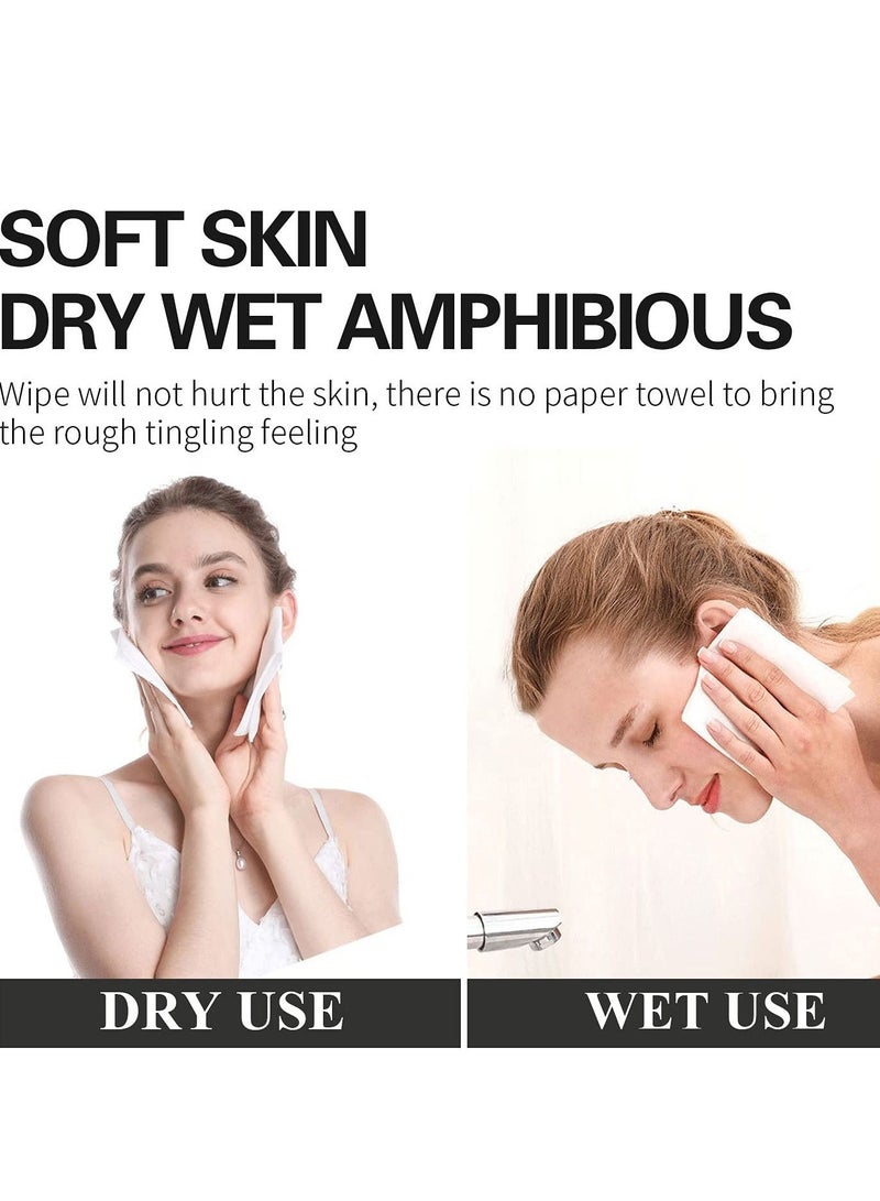 مناديل وجه قابلة للتخلص منها، من فوط القطن اللينة للغاية للتجفيف والبلل في الاستخدام المزدوج - 50 قطعة من فوط الوجه للأطفال حديثي الولادة، مسحات تنظيف عميقة لمستحضرات التجميل للبشرة الحساسة (3 عبوات) - Image 4