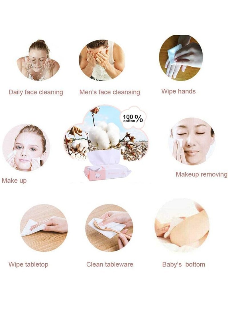 مناديل وجه قابلة للتخلص منها، من فوط القطن اللينة للغاية للتجفيف والبلل في الاستخدام المزدوج - 50 قطعة من فوط الوجه للأطفال حديثي الولادة، مسحات تنظيف عميقة لمستحضرات التجميل للبشرة الحساسة (3 عبوات) - Image 5