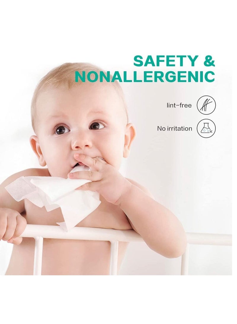 مناديل وجه قابلة للتخلص منها، من فوط القطن اللينة للغاية للتجفيف والبلل في الاستخدام المزدوج - 50 قطعة من فوط الوجه للأطفال حديثي الولادة، مسحات تنظيف عميقة لمستحضرات التجميل للبشرة الحساسة (3 عبوات) - Image 3