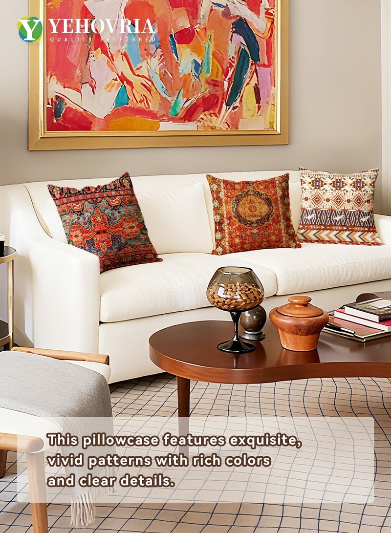 YEHOVRIA 4-Pack 45x45cm Arabesque Decorative Throw Pillow Covers for Sofa, Couch, Bed – Traditional Middle Eastern Pattern, Soft Short Plush Fabric, Hidden Zipper, Double-Sided Design – Cushion Covers Only - Image 3