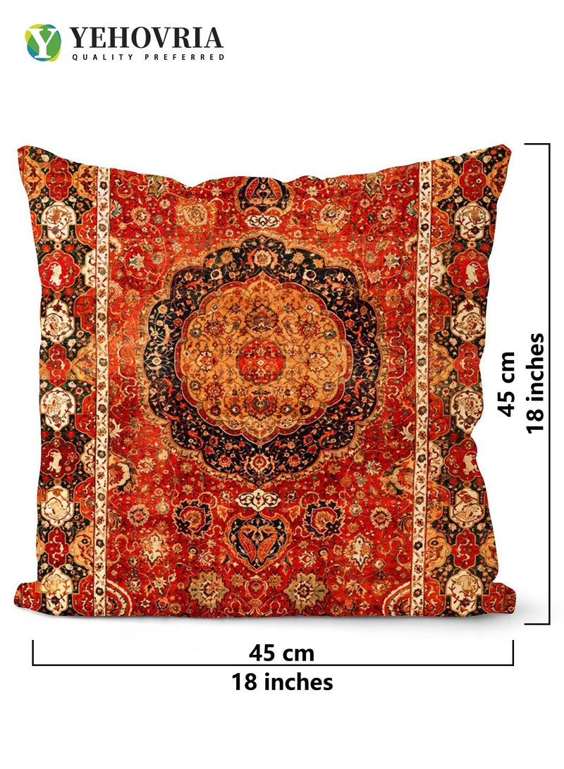 YEHOVRIA 4-Pack 45x45cm Arabesque Decorative Throw Pillow Covers for Sofa, Couch, Bed – Traditional Middle Eastern Pattern, Soft Short Plush Fabric, Hidden Zipper, Double-Sided Design – Cushion Covers Only - Image 5