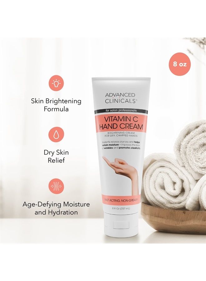 Advanced Clinicals كريم لوشن الجسم واليدين بفيتامين C - كريم مرطب للعناية بالبشرة لليدين والجسم – كريم يد بفيتامين C مهدئ ومغذي مكثف لليدين الجافة والمتشققة، 8 أونصات سائلة كبيرة - Image 3