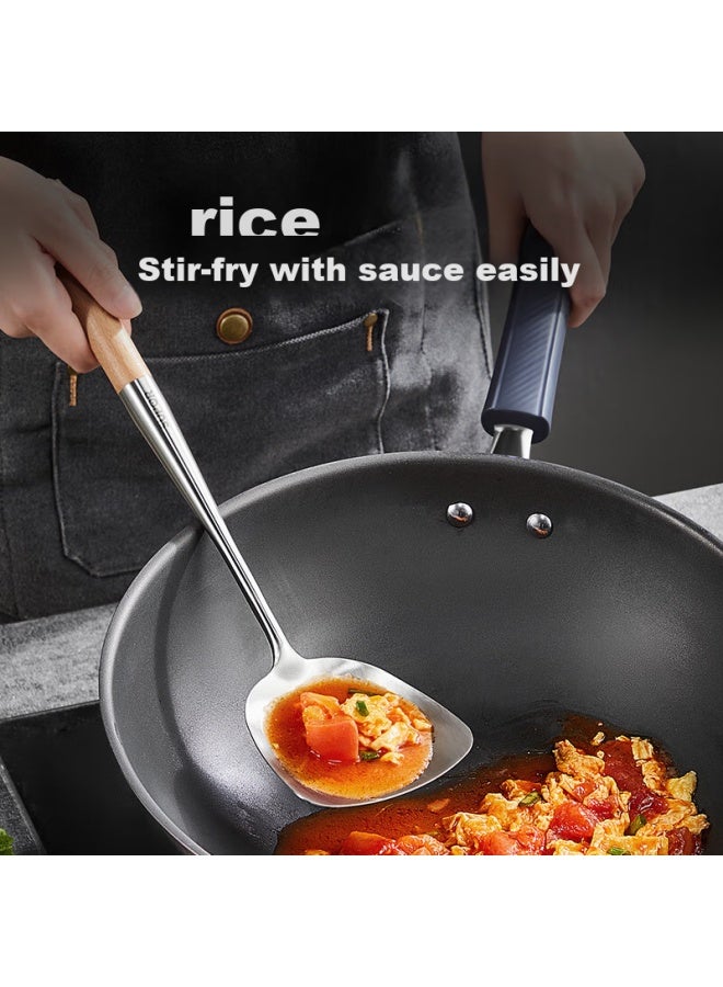 Supor Wooden Handle Stainless Steel Spatula, Stainless Steel Material, Heat-resistant Handle, Kitchen Cooking Utensil - Image 3
