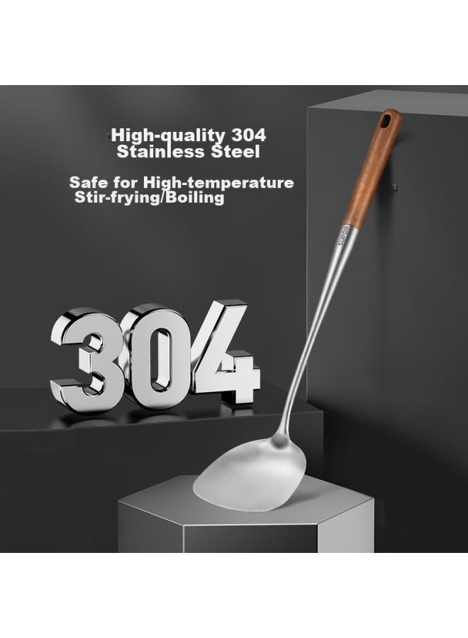 Supor Wooden Handle Stainless Steel Spatula, Stainless Steel Material, Heat-resistant Handle, Kitchen Cooking Utensil - Image 2