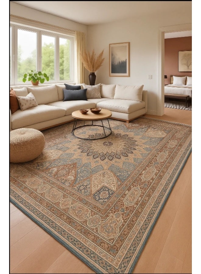 LINGWEI Area Rug (200 x 300 cm) or (80 x 160 cm) Rug Vintage Traditional Distressed Lightweight Thin Retro Indoor Floor Cover Non Slip Floral Carpet - Image 4