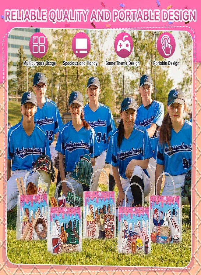 Kolldenn 24 Pcs Baseball Ice Cream Drip Party Favors Clear PVC Gift Bags Baseball Birthday Ice Cream Drip Goodie Snack Treat Bags with Handles for Sport Team Party Supply 6.3 x 5.9 x 3 Inches - Image 4