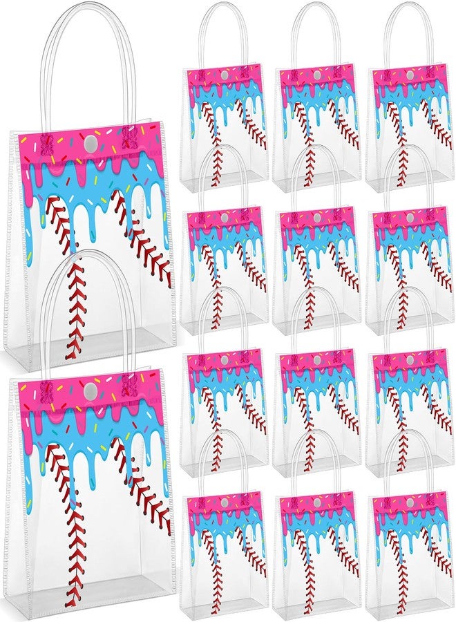 Kolldenn 24 Pcs Baseball Ice Cream Drip Party Favors Clear PVC Gift Bags Baseball Birthday Ice Cream Drip Goodie Snack Treat Bags with Handles for Sport Team Party Supply 6.3 x 5.9 x 3 Inches - Image 1
