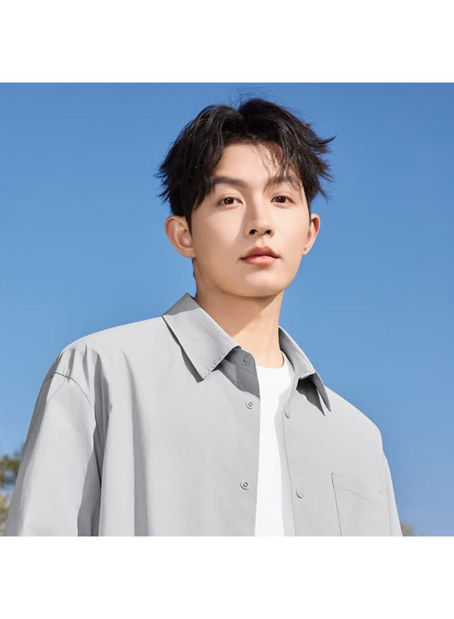 Mingchuang Youpin Miniso Men's White Long Sleeve Shirt Cooling Ice Silk Upf50+ Sun Protection Jacket Summer Z Gray 2XL - Image 2