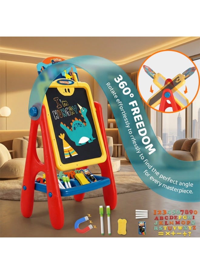 Fyliz Magnetic Drawing Board, Carton Kids Art Easel,Available on Both Sides,Clean and Dust-Free,Standing Magnetic Drawing Board - Image 2