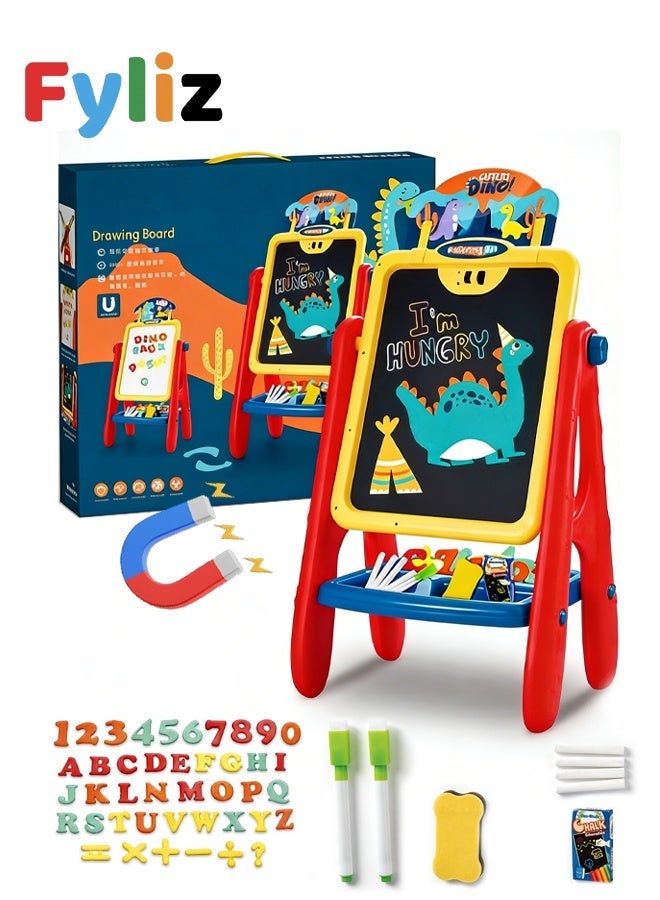 Fyliz Magnetic Drawing Board, Carton Kids Art Easel,Available on Both Sides,Clean and Dust-Free,Standing Magnetic Drawing Board - Image 1