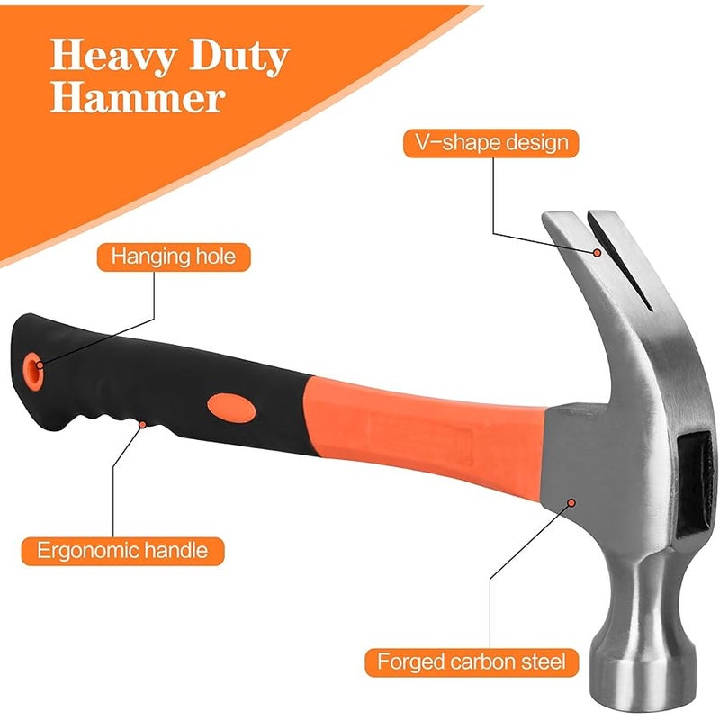 DkOvn 8oz/16oz/24oz Straight Rip Fiberglass General Purpose Claw Hammer, with Smooth Face & Non -slip Grip(8oz Claw Hammer) - Image 5