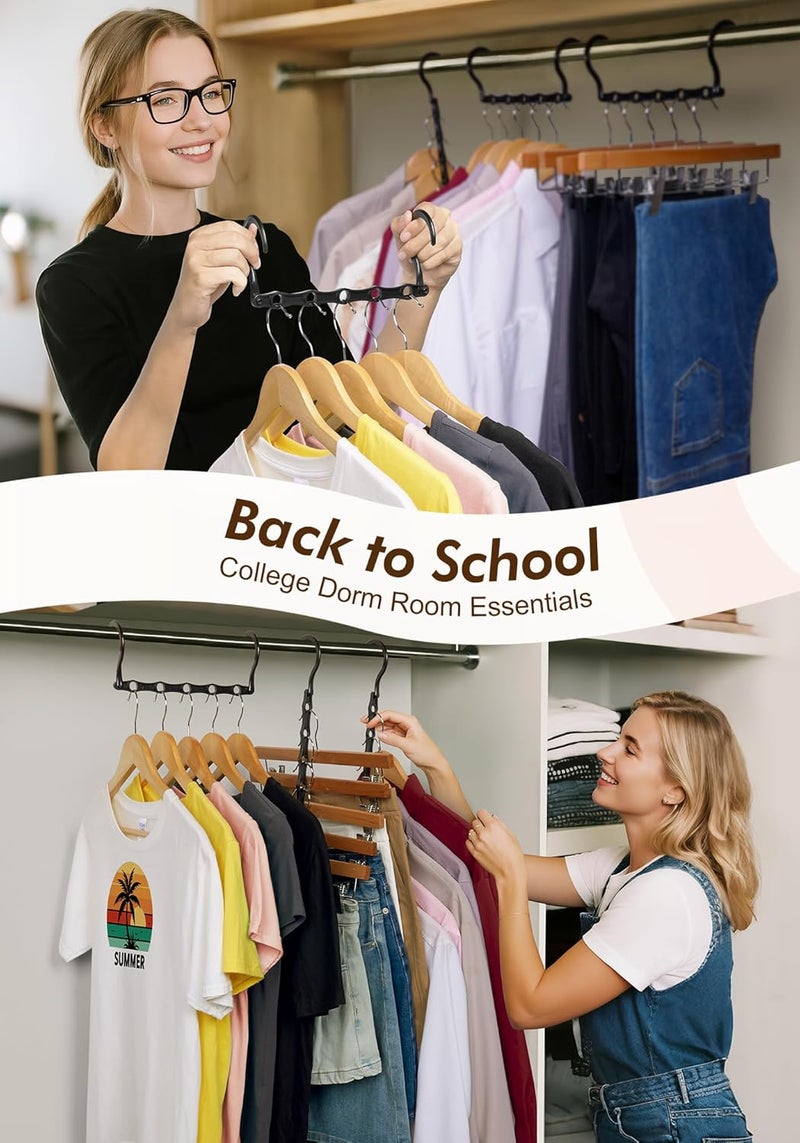 HOUSE DAY Closet Organizers and Storage 6 Pack, College Dorm Room Essentials, Multifunctional Organizer Magic Space Saving Hangers with 5 Holes, Storage Organization for Wardrobe Closet - Image 2