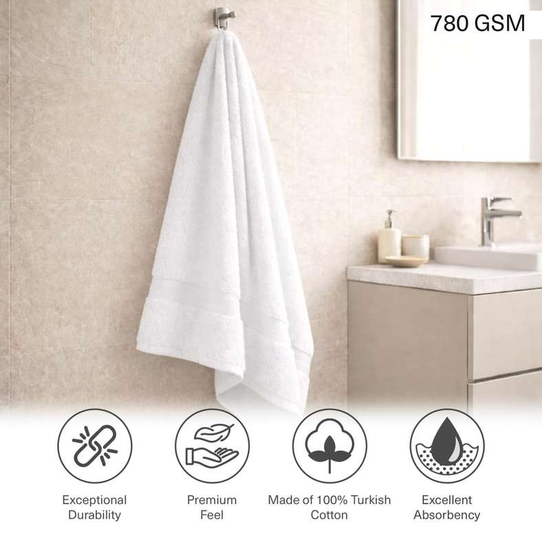 Pan Home Ultra Luxe Turkish Cotton Hand Towel - White - Image 5
