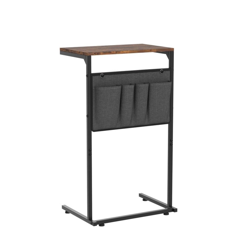 Vantic C Shaped End Table, Small Side Table for Couch and Recliner, Slide Under Sofa Tray Desk with Storage Bag for Living Room and Bedroom, Rustic Brown - Image 4