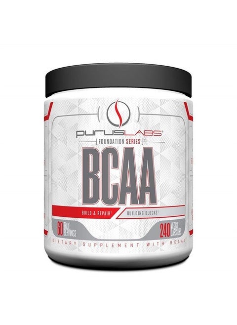 BCAA Capsules by Purus Labs Foundation Series | 2:1:1 Leucine, Valine, Isoleucine | for Recovery, Endurance, Strength and Muscle Building | 240 Capsules (60 Servings)
