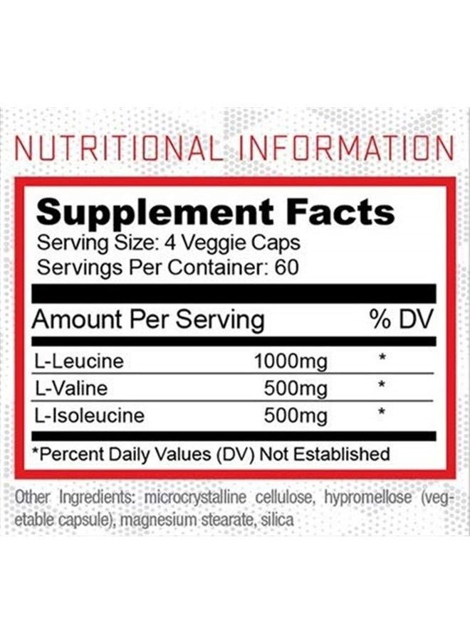 BCAA Capsules by Purus Labs Foundation Series | 2:1:1 Leucine, Valine, Isoleucine | for Recovery, Endurance, Strength and Muscle Building | 240 Capsules (60 Servings)