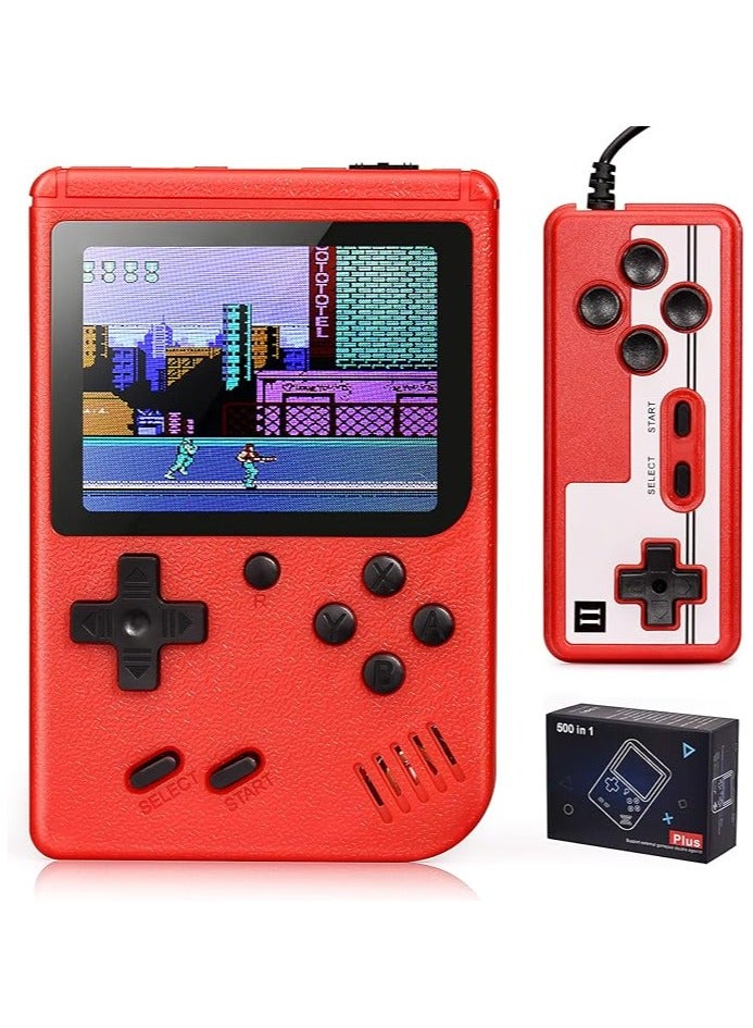 Handheld Game Console – Retro Video Game Player with 500 Classic Games – 3” Color Screen, Two-Player Support, TV Connectivity & Rechargeable Battery – Perfect Gift for Kids & Adults (Red) - Image 1