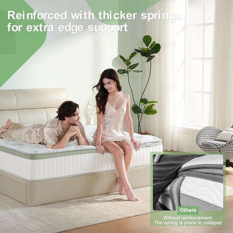 King Size Mattress with Individual Pocket Spring,Cooling Memory Foam Hybrid Mattress with Medium Firm Feel and Silent Sleep and Pressure Relief (180 * 200 * 20CM) - Image 2