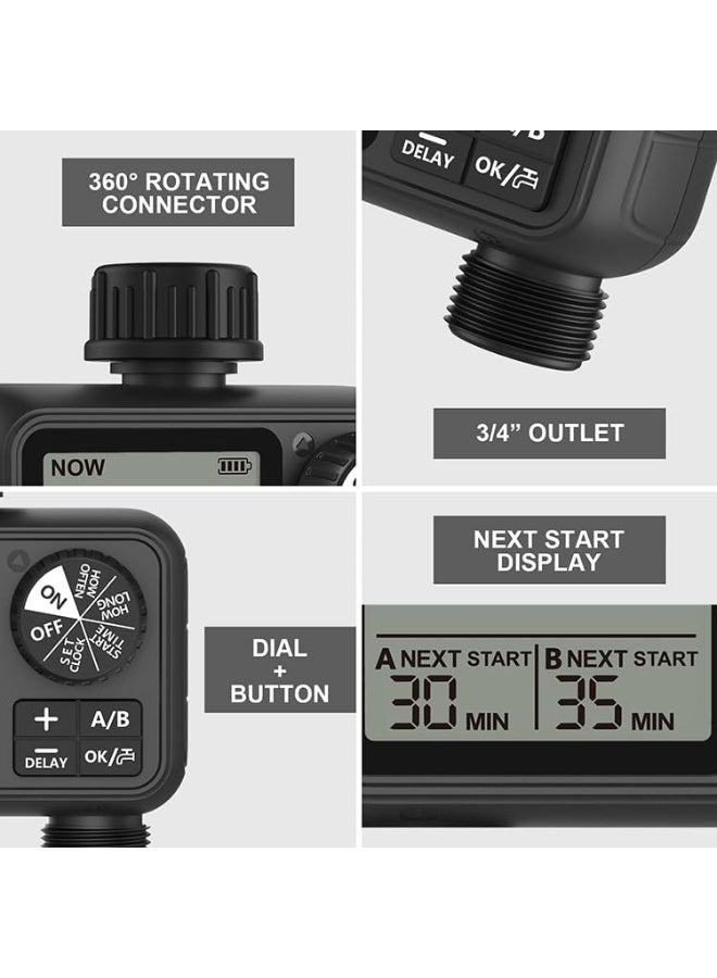 Egardenkart Egardenkart, Water Timer for Garden - Garden Irrigation Timer for Automatic Irrigation System | Multifunctional, Automatic Watering Timer with Intelligent Technology | Garden Water Timer (2 Outlet)  - Image 3