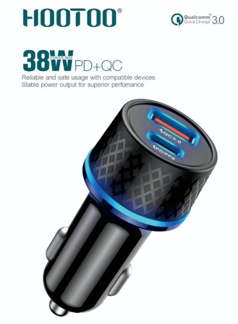 هوتو شاحن سيارة هوتو MX010 – شحن سريع PD & QC3.0 مزدوج احصل على تجربة شحن فائق السرعة والذكاء داخل سيارتك مع شاحن السيارة هوتو MX010. يجمع الشاحن بين تقنيتي Power Delivery وQuick Charge 3.0 ليمنحك أفضل أداء وأعلى أمان أثناء الشحن، مع تصميم مدمج يناسب جميع السيارات. - Image 1