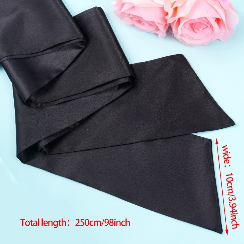 obmwang Wedding Satin Sash Belt for Special Occasion Dress Bridal Sash 4'' Wide Double Side, Black - Image 2