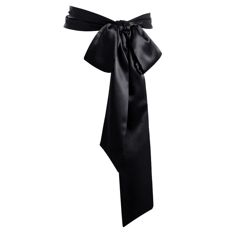 obmwang Wedding Satin Sash Belt for Special Occasion Dress Bridal Sash 4'' Wide Double Side, Black - Image 1