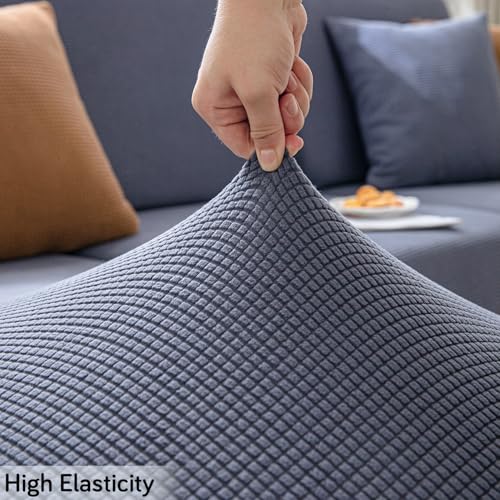 HOKIPO Super Stretch Individual Jacquard Chaise Cover Sectional Couch Covers for L Shaped Sofa, 1 Piece Chaise Cover, Dark Grey (AR-5287-DGRY) - Image 4