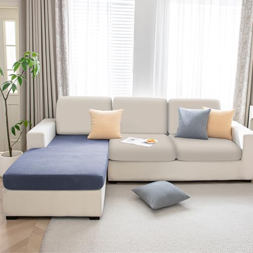HOKIPO Super Stretch Individual Jacquard Chaise Cover Sectional Couch Covers for L Shaped Sofa, 1 Piece Chaise Cover, Dark Grey (AR-5287-DGRY) - Image 3