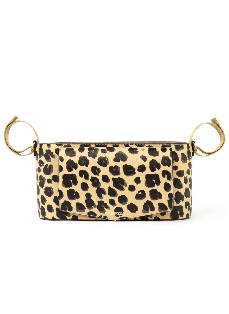 TWELVElittle - TWELVElittle Peek-A-Boo Universal Stroller Organizer/Caddy With Cup Holder Leopard - Image 1
