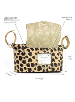 TWELVElittle TWELVElittle Peek-A-Boo Universal Stroller Organizer/Caddy With Cup Holder Leopard  - Image 2