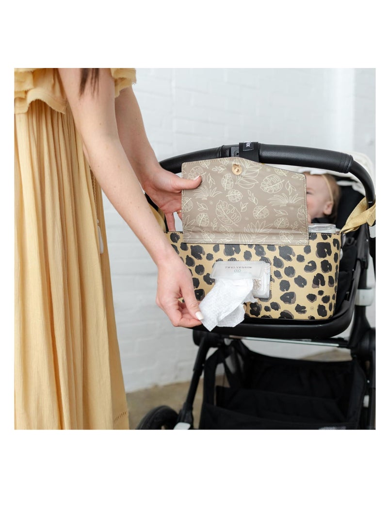 TWELVElittle - TWELVElittle Peek-A-Boo Universal Stroller Organizer/Caddy With Cup Holder Leopard - Image 1
